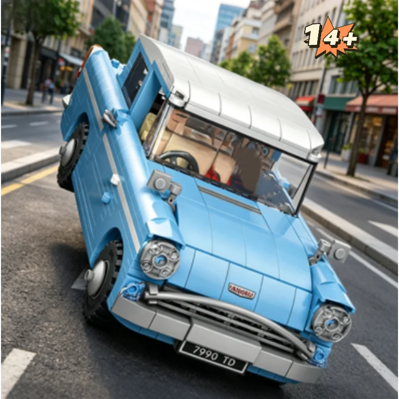 

2026 New 868pcs Enchanted Flying Ford Anglia In The Hands Of Young Wizards Witches Muggles Car Toys For Birthday Festival Gifts