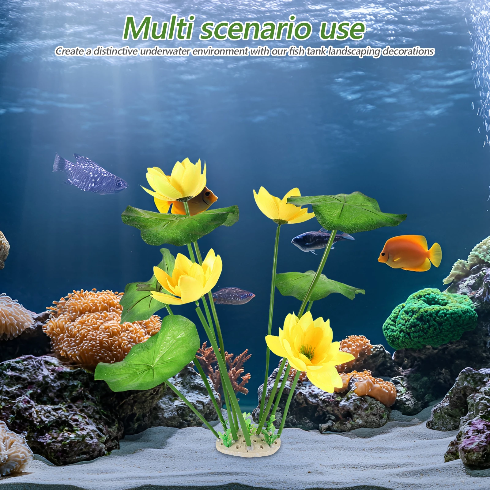 

Aquarium Artificial Plants Fish Tank Decorations Plastic Aquatic Grass Fake Lotus Flower Easy Maintenance Water Tank