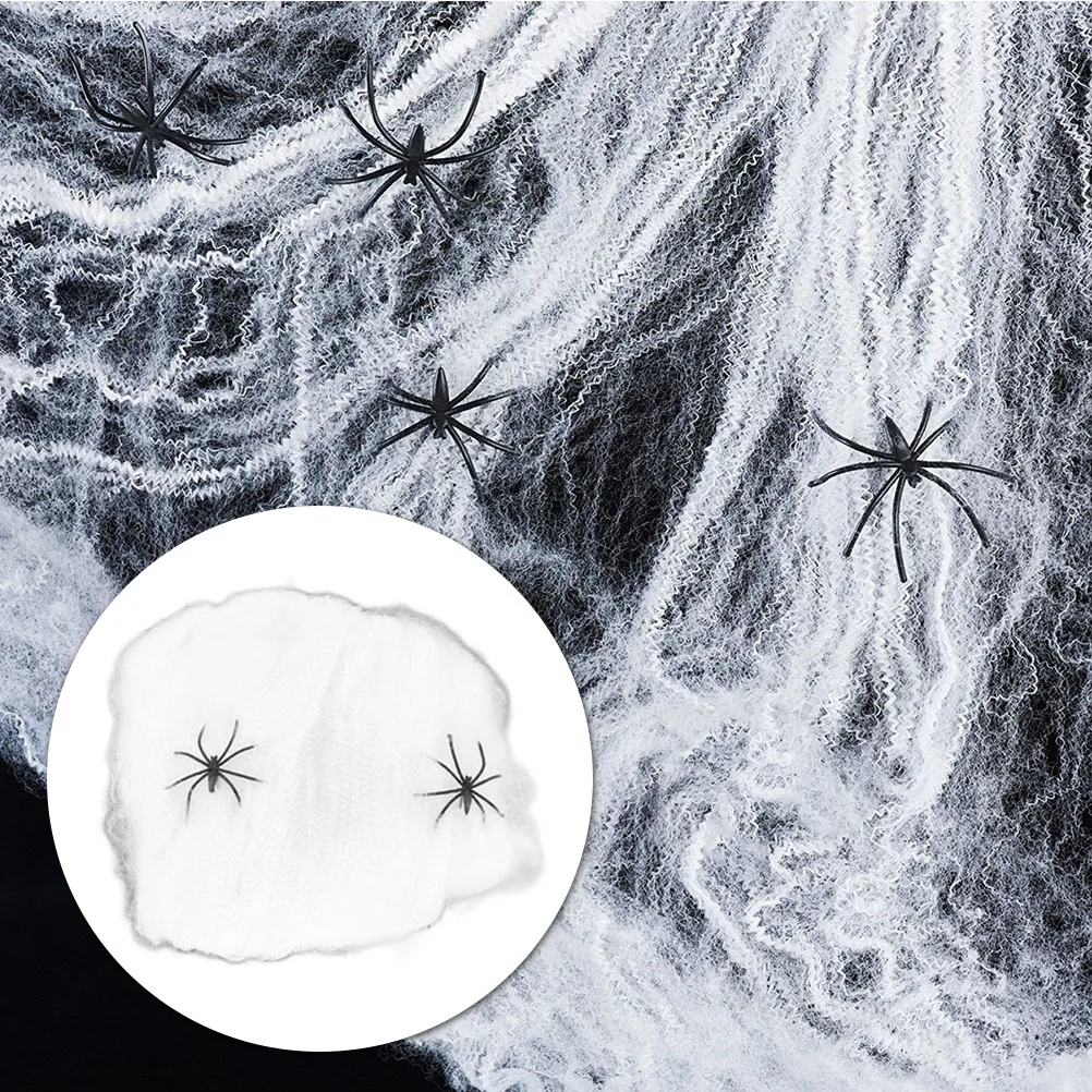 

60G Cotton Spider Web Stretchable Reusable Artificial Halloween Decor for Haunted House Party Creepy Room Door Window Setup