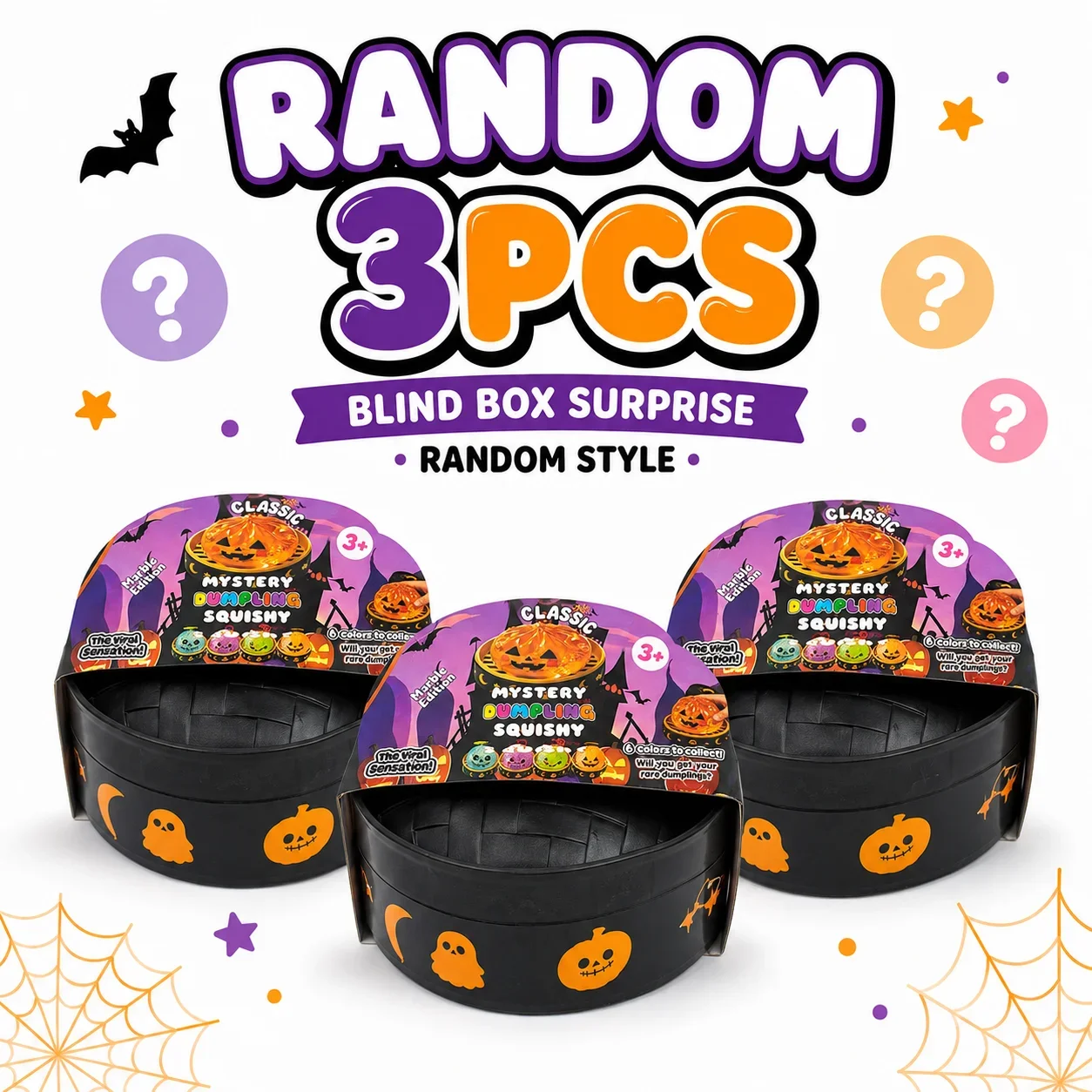 Halloween Bao Dumpling Squishy Spielzeug 1-5 Stück Blindbox Langsam aufsteigendes, berührungsempfindliches Quetsch-Fidget-Sensorik-Stressabbau-Geschenkset – Detail 4