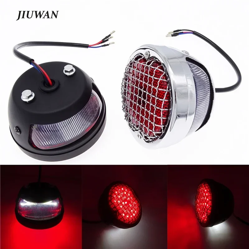 Universal Motorcycle Rear Brake Red+White LED Tail Stop Light License Plate Decorative Lamp For Kawasaki Suzuki Honda For Harley