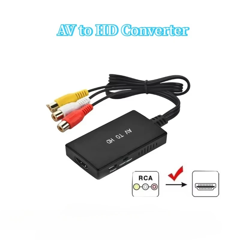 1080P RCA AV to HD Converter Mini CVBS AV2HDMI Audio Video Adapter for DVD Game Console HDTV Monitor Projector