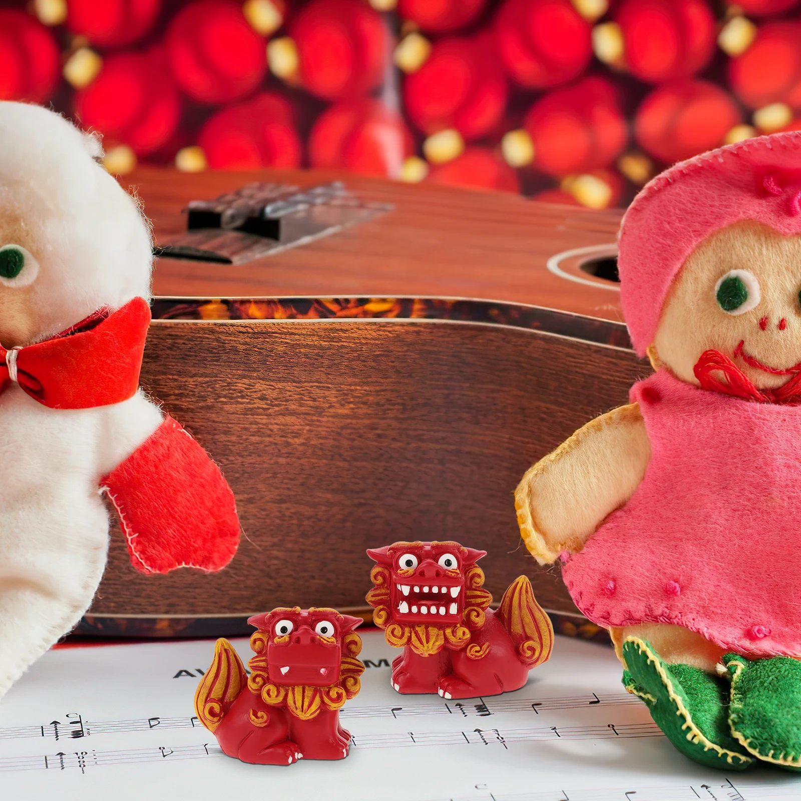 

2Pcs Mini Lion Statue Decorative Unique Design Desktop Lion Adornment for Living Room Study Office Table