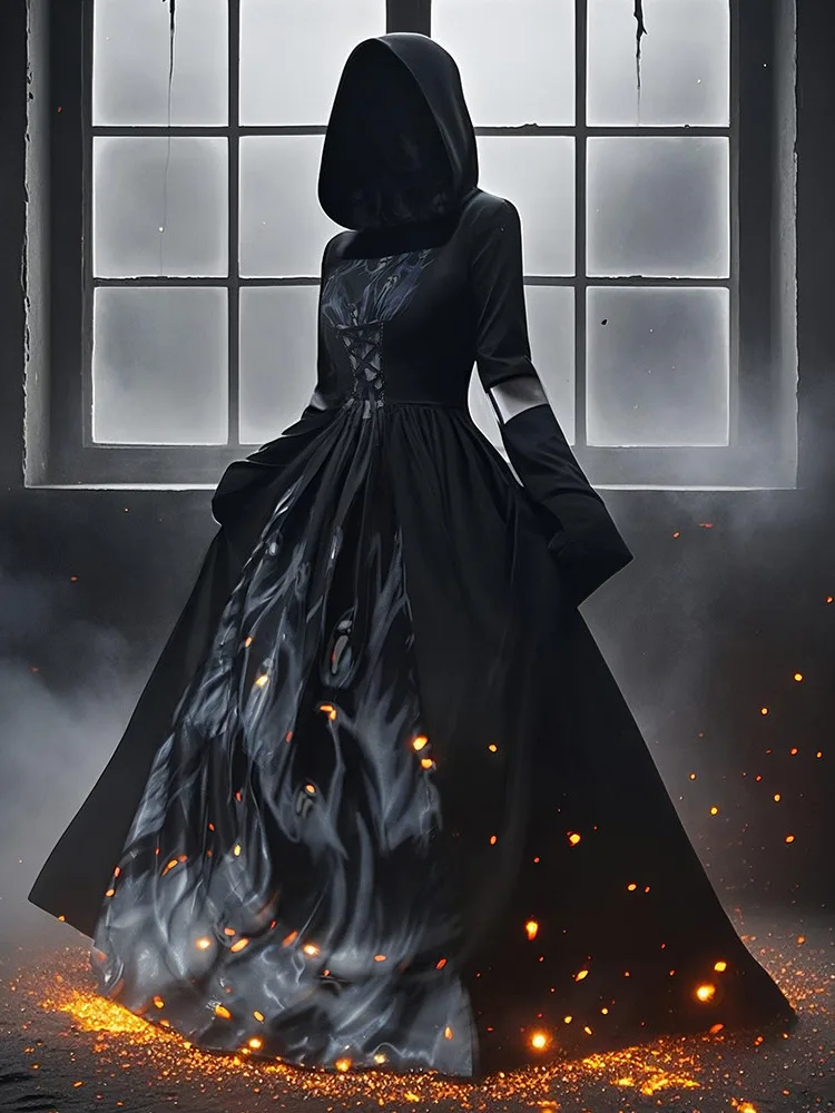 

2025 Новый Хэллоуин Ведьма Доктор с Капюшоном Скелет Ведьмы Волшебник Косплей Сценический Костюм Женский Традиционный Китай...