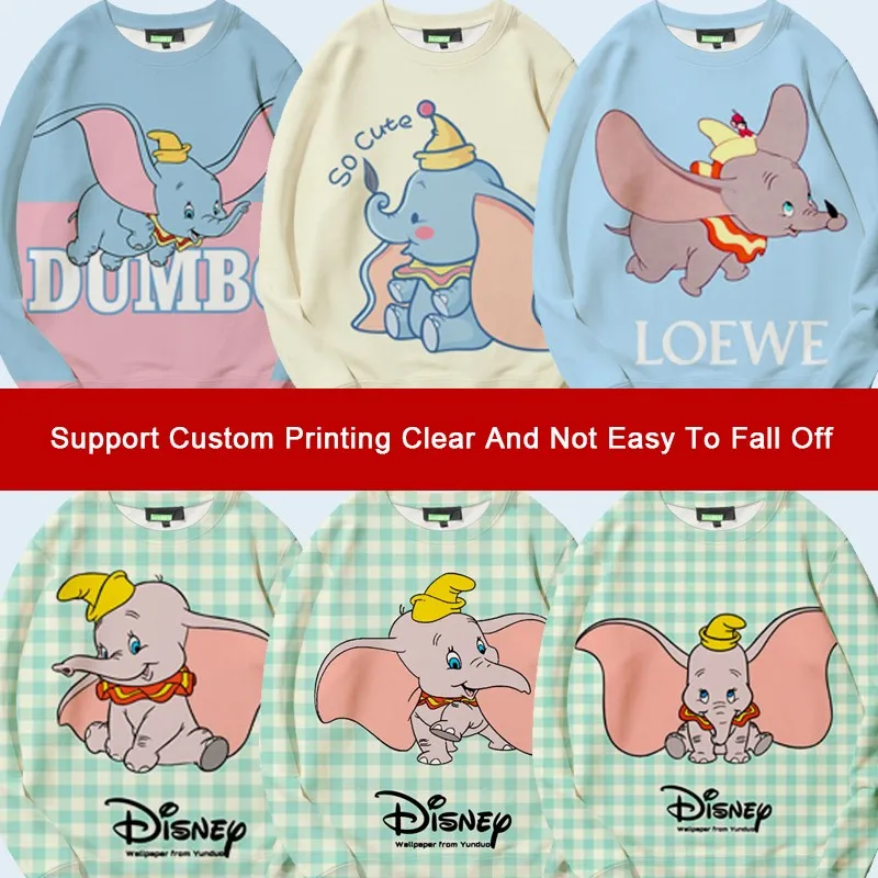 Disney Dumbo Co-named Crewneck Hoodie Female Cartoon Cartoon Clothes Small Loose All Match Children's Coat