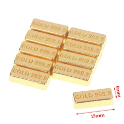 10PCS 1:12 Dollhouse Miniature Gold 999.9 Bars Coin Model Decor Kids Pretend Play Toys Doll House Furniture Accessories