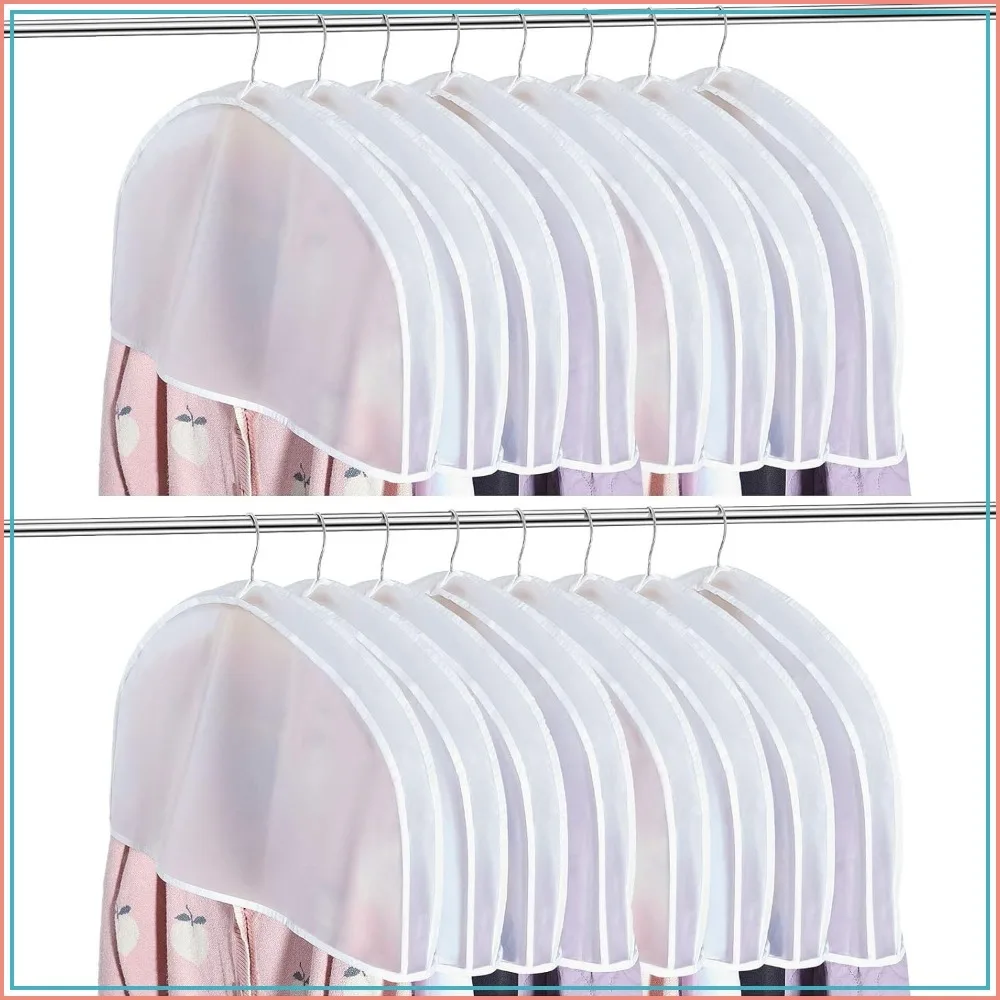 

24 Pcs 2" Gusseted Shoulder Covers for Hanging Clothes, 24"x12" Plastic Garment Dust Covers Protectors for Closet Storage Suit, Coats, Jackets, Dress