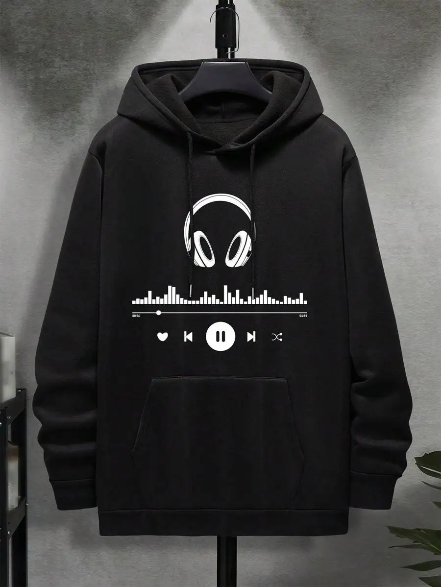 New High Quality Men's Streetwear, Graphic Print Fashionable Cotton Soft Outdoor Sports Hoodie