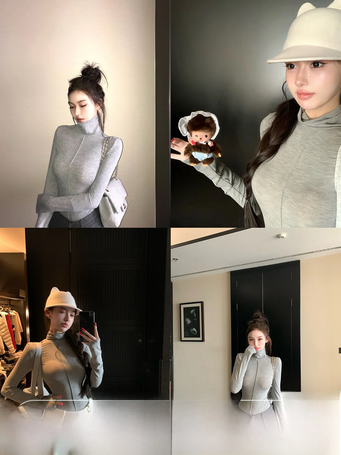 

OYFF Comfortable Knitted Slim Fit T-irt Women's Inner Wear Sta Collar Long Sve Soft Casual Sle Faionable Top