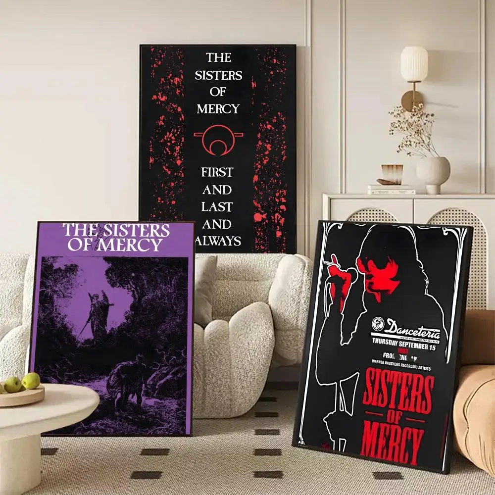 Band The S-Sisters of M-Mercy Poster Waterproof Self-Stick Wall Art Stickers, Removable Wall Decor for Living Room and Bedroom