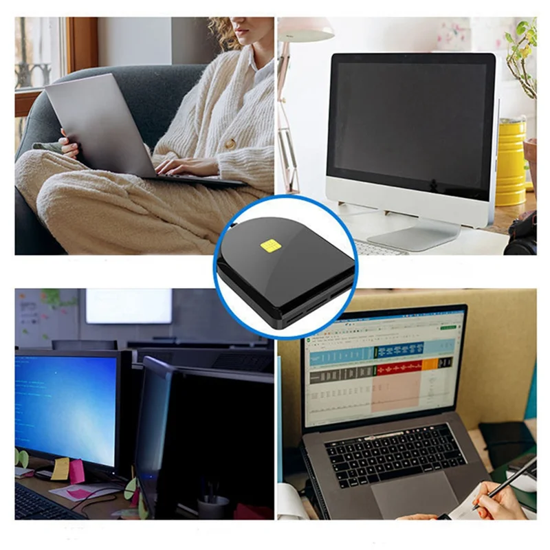 1 Piece Portable Convenient Smart Card Reader Black USB Multi-Functional Tax Return SIM/SD/TF/IC Smart Card Reader
