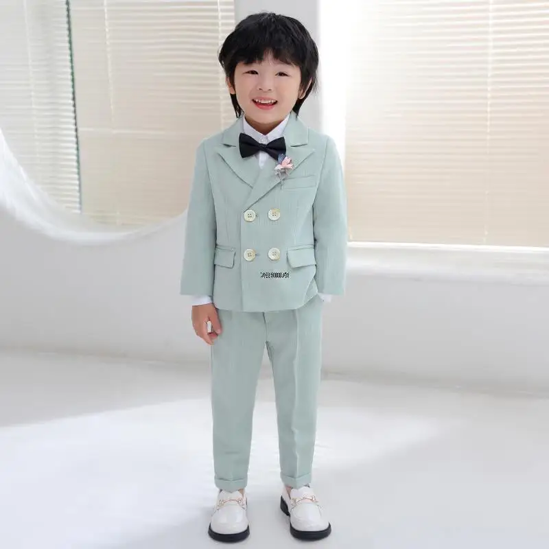 Korea Boys Photography Suit Children Wedding Dress Kids Stage Performance Blazer Suit Baby Birthday Formal Ceremony Costume