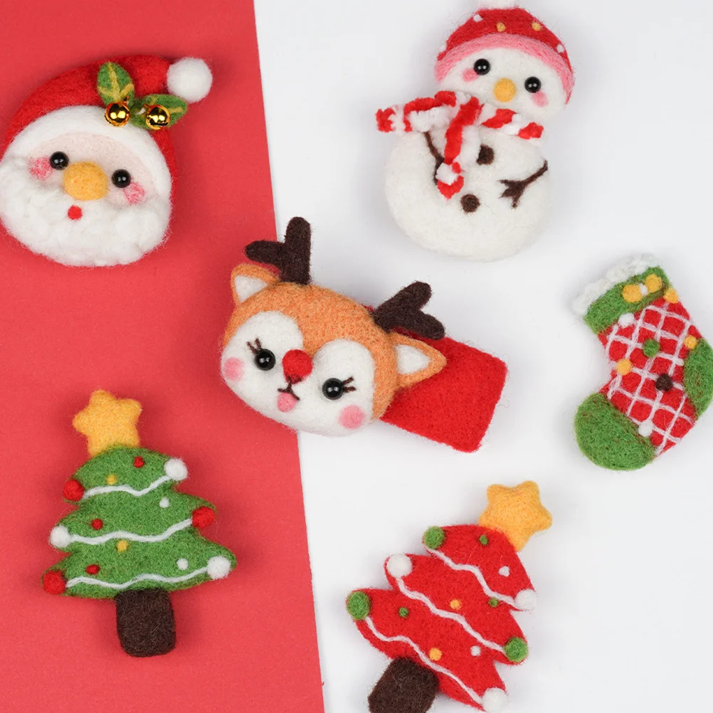 

3Sets Xmas Brooch Needle Felting Kits Wool Felt Supplies DIY Crafts for Kids and Adults Brooch Needle Felt Kit