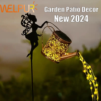 1PC Solar Watering Can Lights Waterproof Garden Hanging Fairy Lamp Outdoor Retro Metal Kettle String Lights Patio Decoration