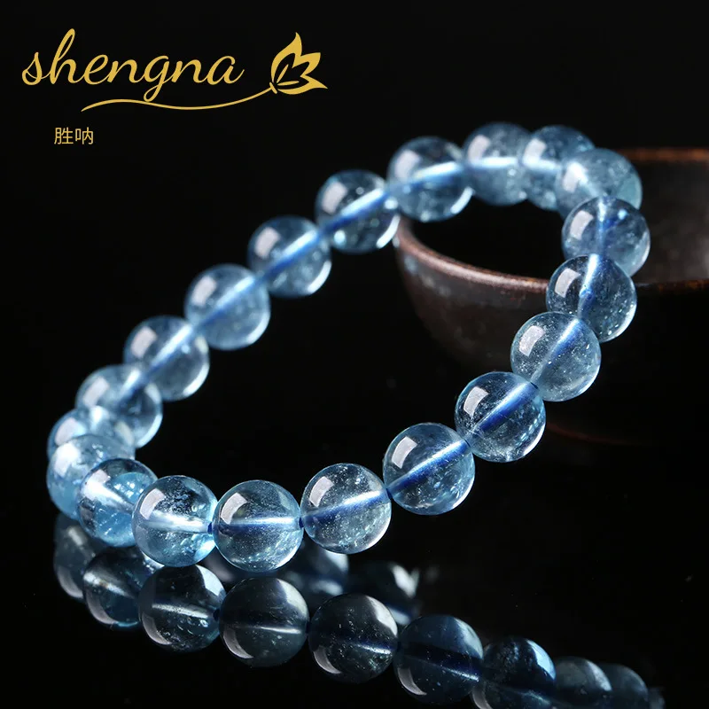 Natural Brazil Ice-like Aquamarine Single and Multi Circle Crystal Devil Blue Bracelet