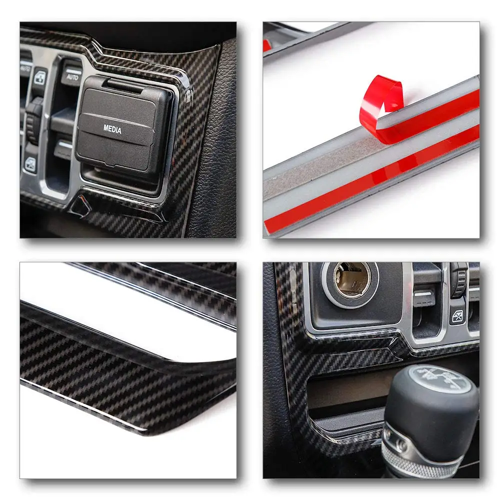 CARBON Style For Jeep Wrangler JL JLU Gladiator JT 2018-2021 ABS Center Console Window Lift Control Switch Panel Trim Sticker view 6