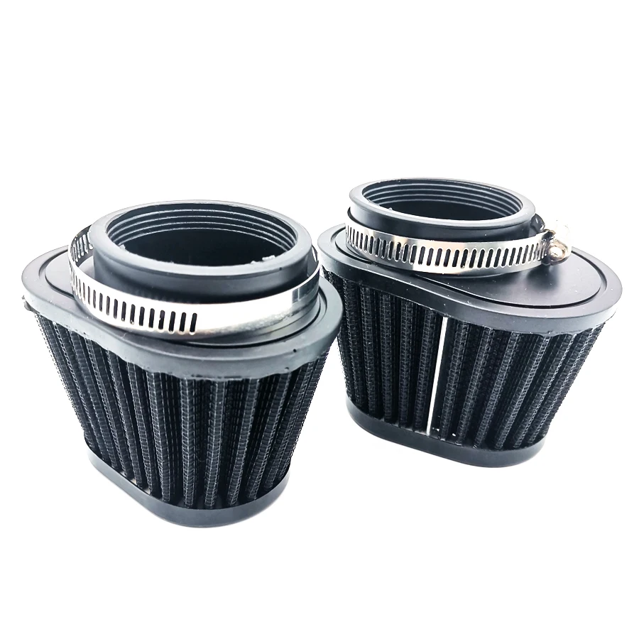 1 Pair 51mm Motorcycles Air Intake High Flow Cone Filters Mushroom Head Black