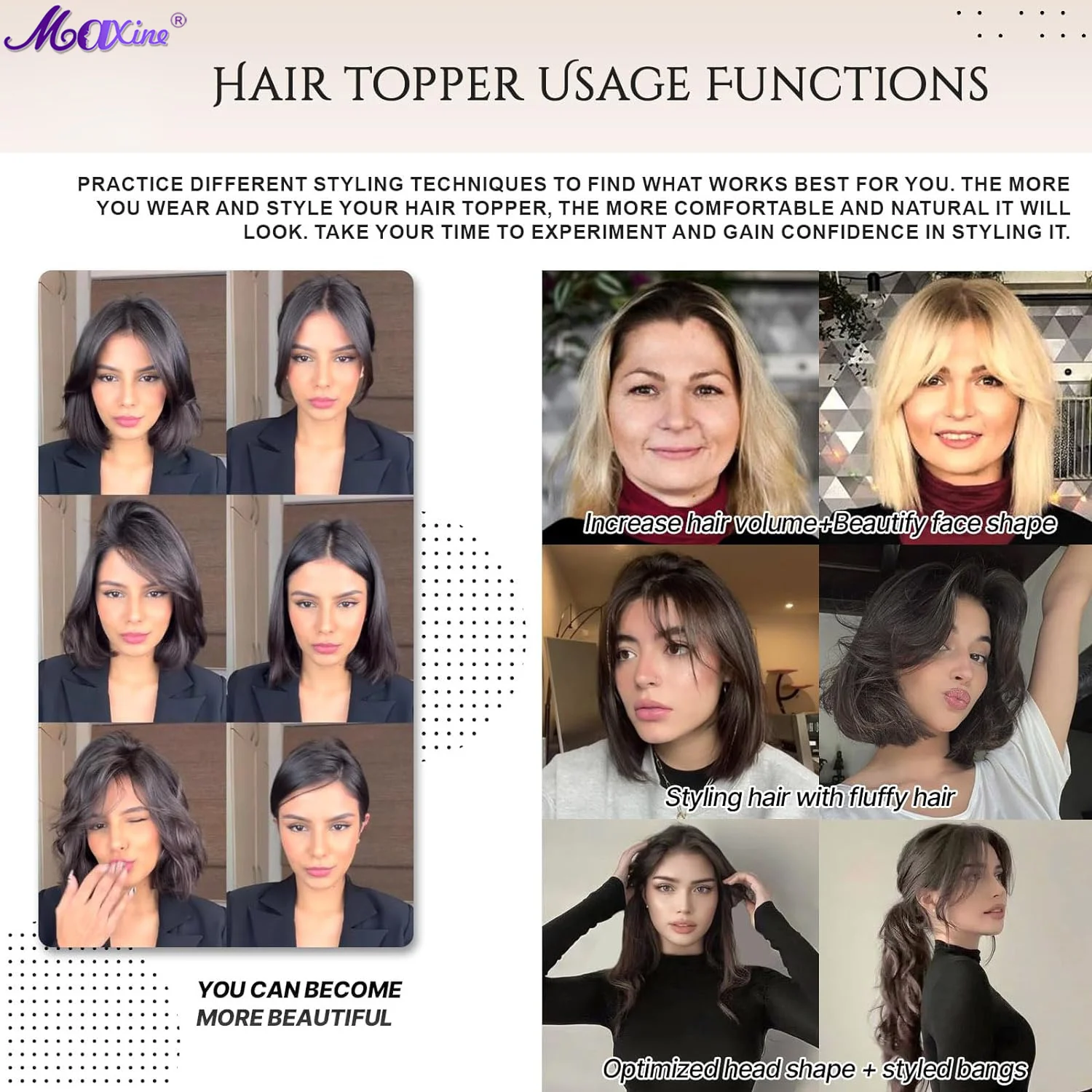 Human Hair Toppers for Women Real Human Hair 100% Remy Human Hair Toppers for Thin Hair 10inch Swiss Base Hand-Tied Straight