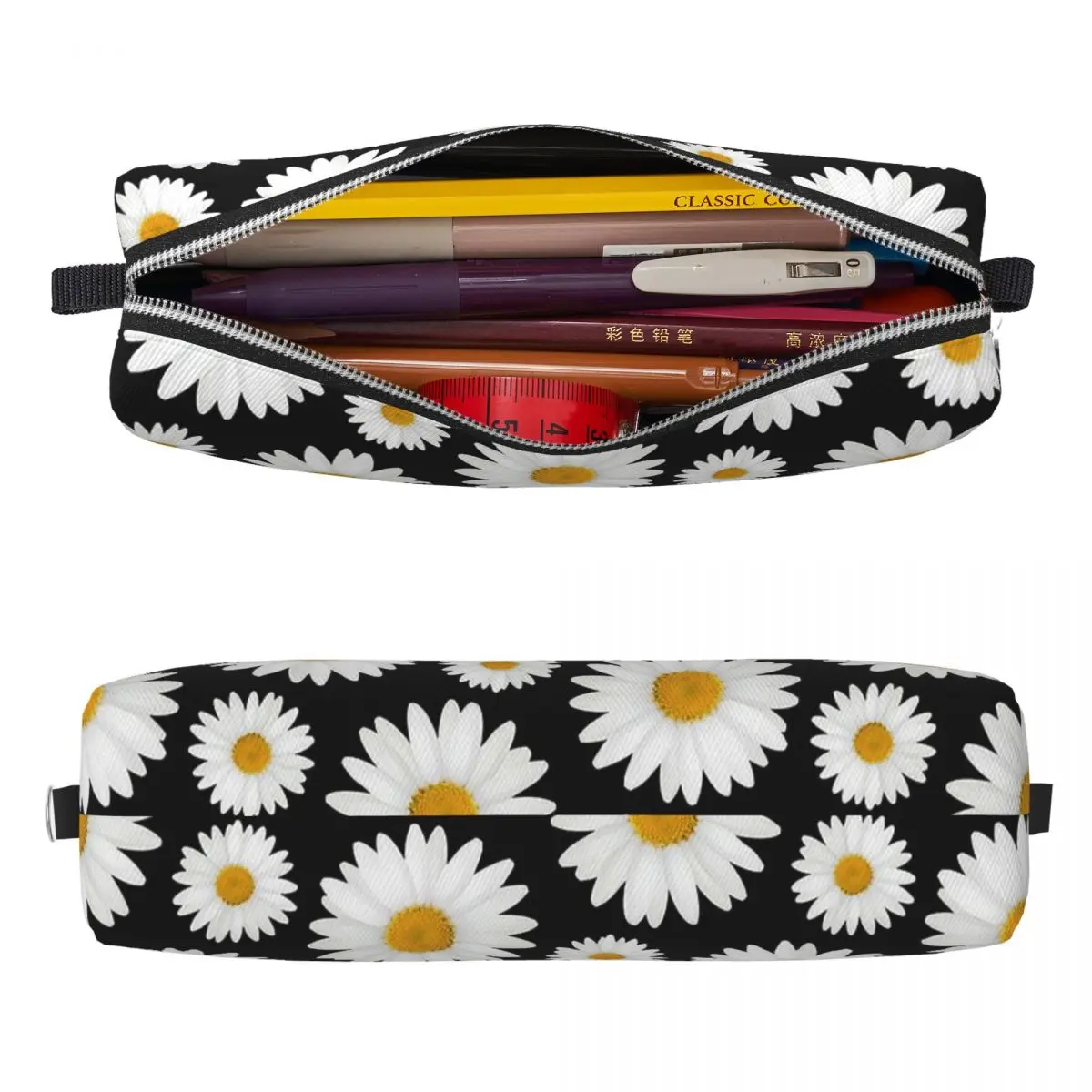 데이지 데이지 꽃 선물 연필 케이스 꽃 펜 상자 가방 소녀 소년 대용량 학생 학교 화장품 연필 상자