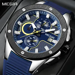 MEGIR Men Sport Military Watches Luxury Luminous Chronograph Quartz Clock Calendar Waterproof Wristwatch Relogio Masculino 2053