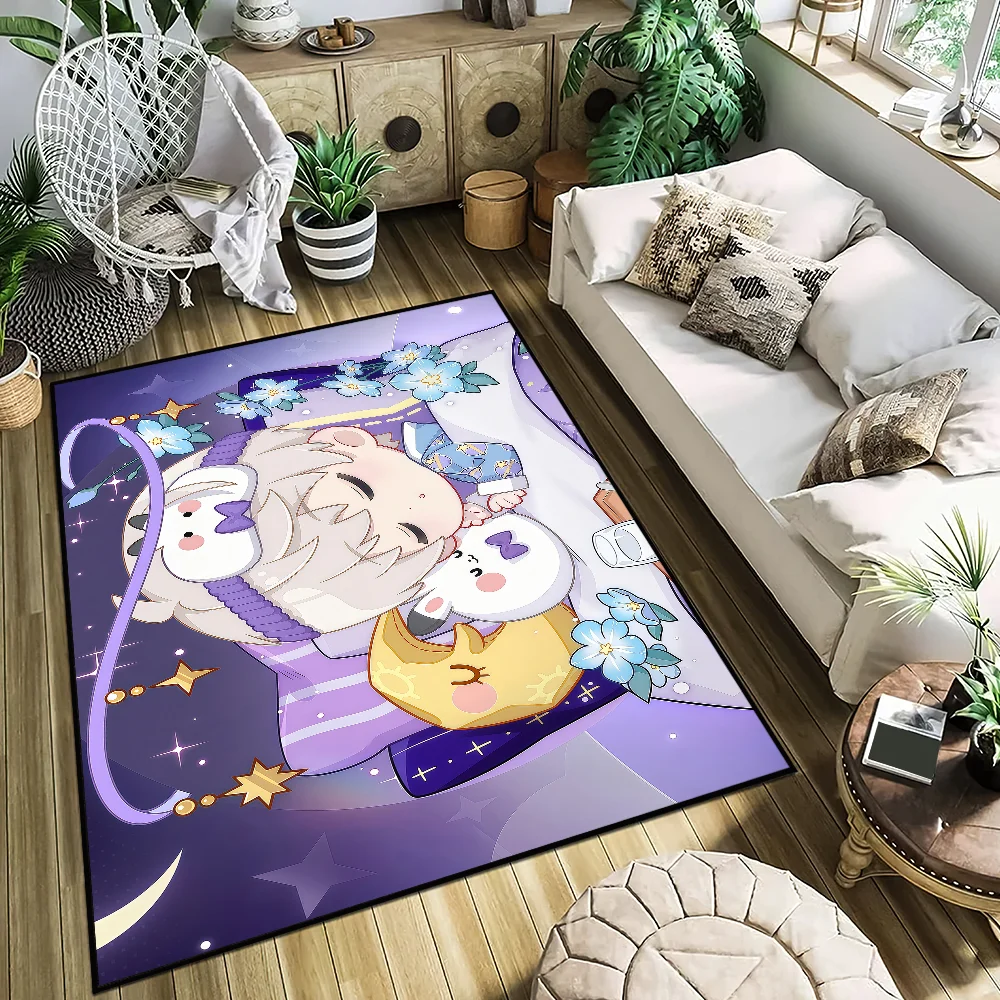 kawaii chibi sleep Love and Deepspace Home Bedside Rug Kitchen Bath FloorMat Hallway Balcony Carpet Entrance Doormat hogar Decor