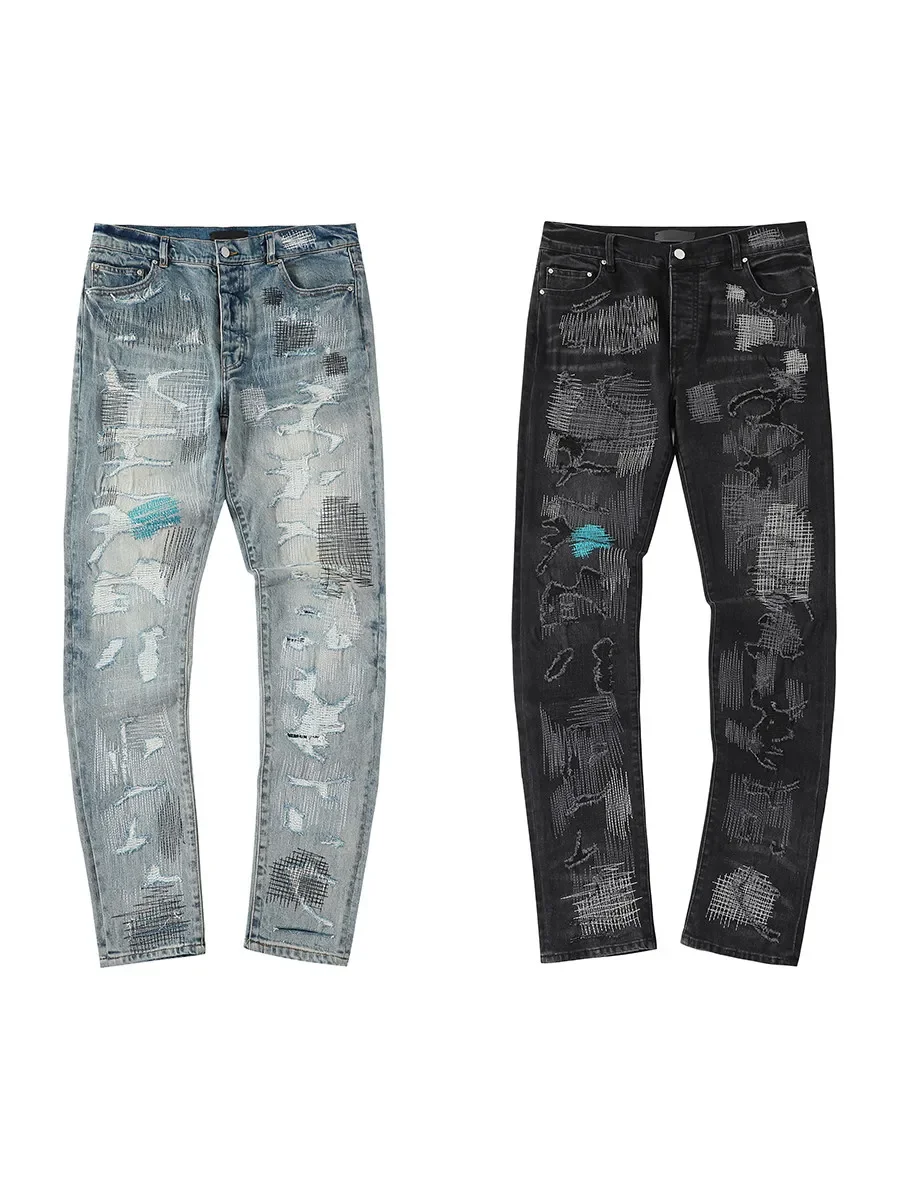 

Embroidery boro wrecks distressed high street jeans