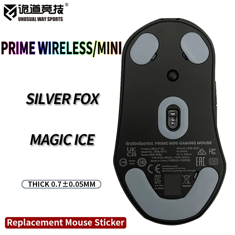 InsolitoWaySports Mouse Pattini Piedi Steelseries Prime Wireless Mini Superficie curvata PTFE Anti collasso Magic Ice Fox