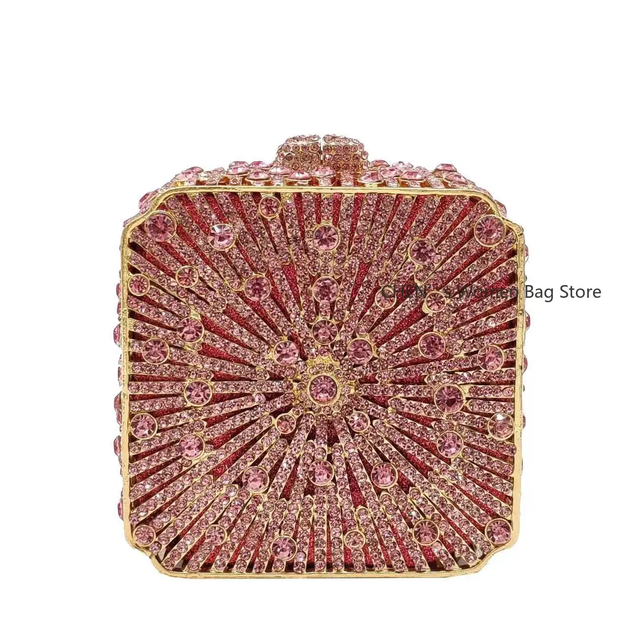 

Luxury Crystal Women Evening Bag Metal Box Clutch Wedding Bridal Diamond Minaudiere Mini Handbags Ladies Party Purses