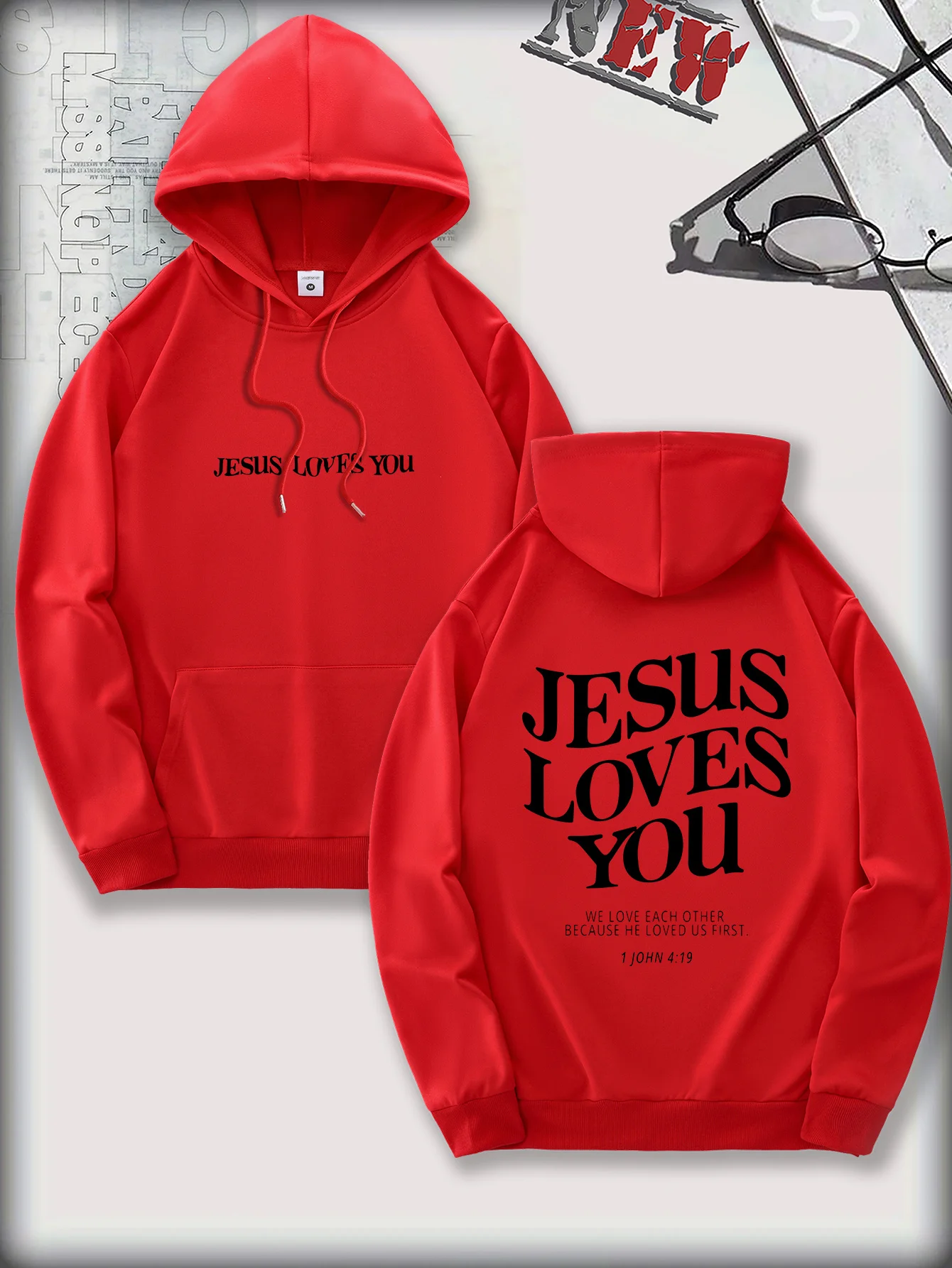 سترة رجالية كاجوال بغطاء للرأس بتصميم جيب الكنغر الأخضر وطباعة أمامية وخلفية مريحة للاستخدام اليومي ملابس مريحة #6