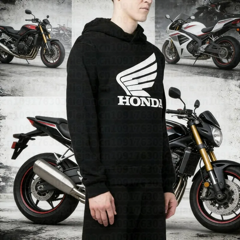 

Новая толстовка с принтом логотипа Honda, универсальная уличная одежда для мужчин и женщин, повседневная толстовка для мотоциклистов, осенне-зимняя коллекция