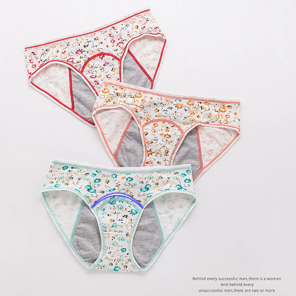 Shredded Flower Print Period Girls Underwear Leak-Proof Active Teens Daily Menstrual Protection Panties