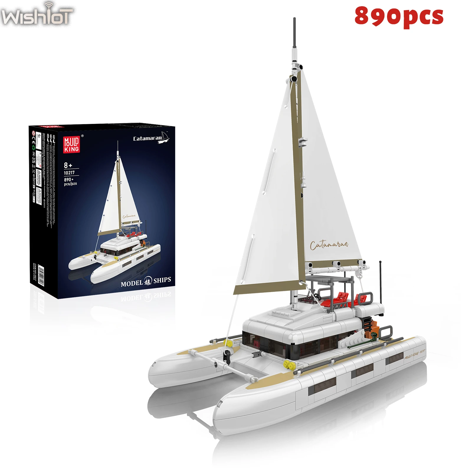 

Mould King 10217 Catamaran Building Blocks Sailing Boat Model Desktop Ornaments Kids Assembly Toys Sailboat Creative Gift 890pcs