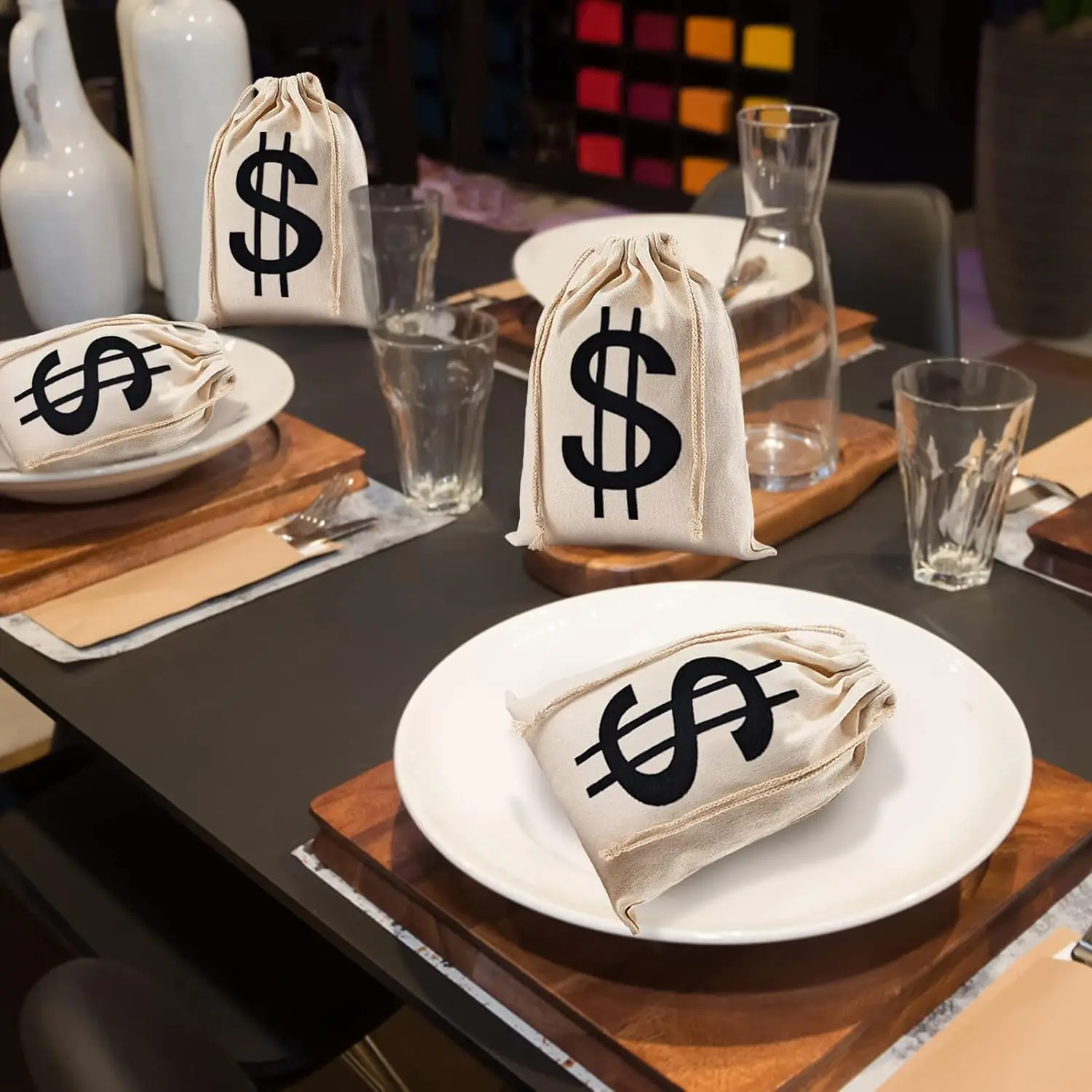 Creative Candy Gift Bags Sublimation Blank New Year Christmas Tree Hanging Linen Pouch Drawstring Bags For Heat Transfer Print