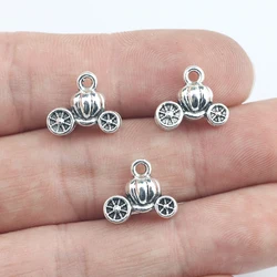 Newest 12Pieces 12*13mm Antique Silver Plated Pumpkin Cart Charms Necklace Earrings Pendant Wicca Charms For Jewelry Making