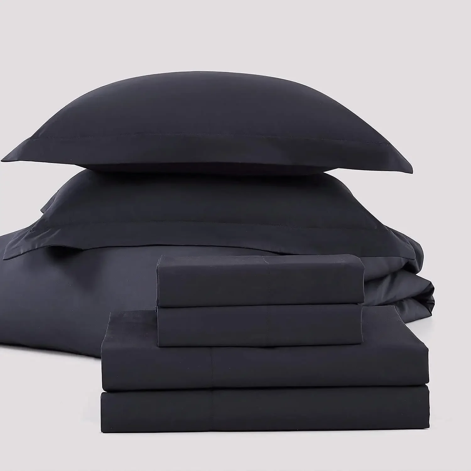 Conjunto de lençóis Ultra Percale da coleção Hotel, 100% algodão egípcio ELS Giza, totalmente natural, plano, justo e 2 fronhas (carbono