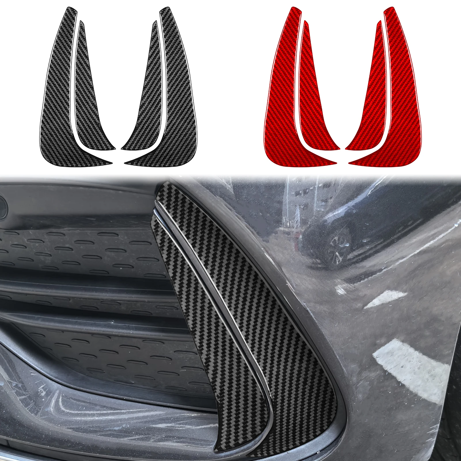 For Mercedes Benz C Class 2022-2024 Accessories Real Soft Carbon Fiber Front Bumper Side Wind Knife Cover Trim Sticker