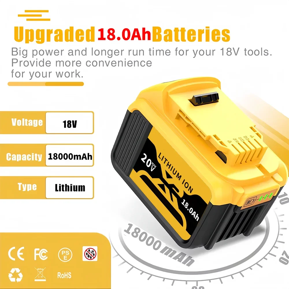 100% Original for Dewalt 18V 20V MAX Tools rechargeable electric tool Accessories Lithium batteries Replace DCB200 DCB184 DCB118