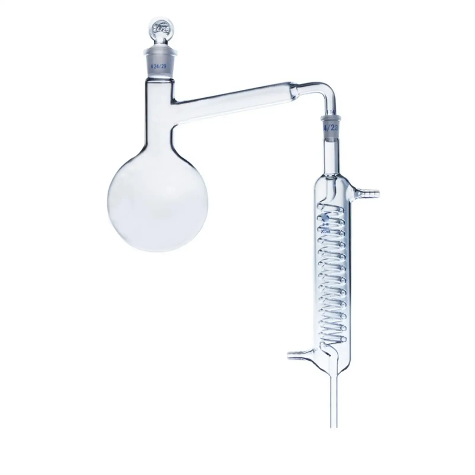 250ml 500ml 1000ml Lab Distillation Apparatus Round Bottom Flask with Coil Glass Condenser Distilling Essential Oil Refining