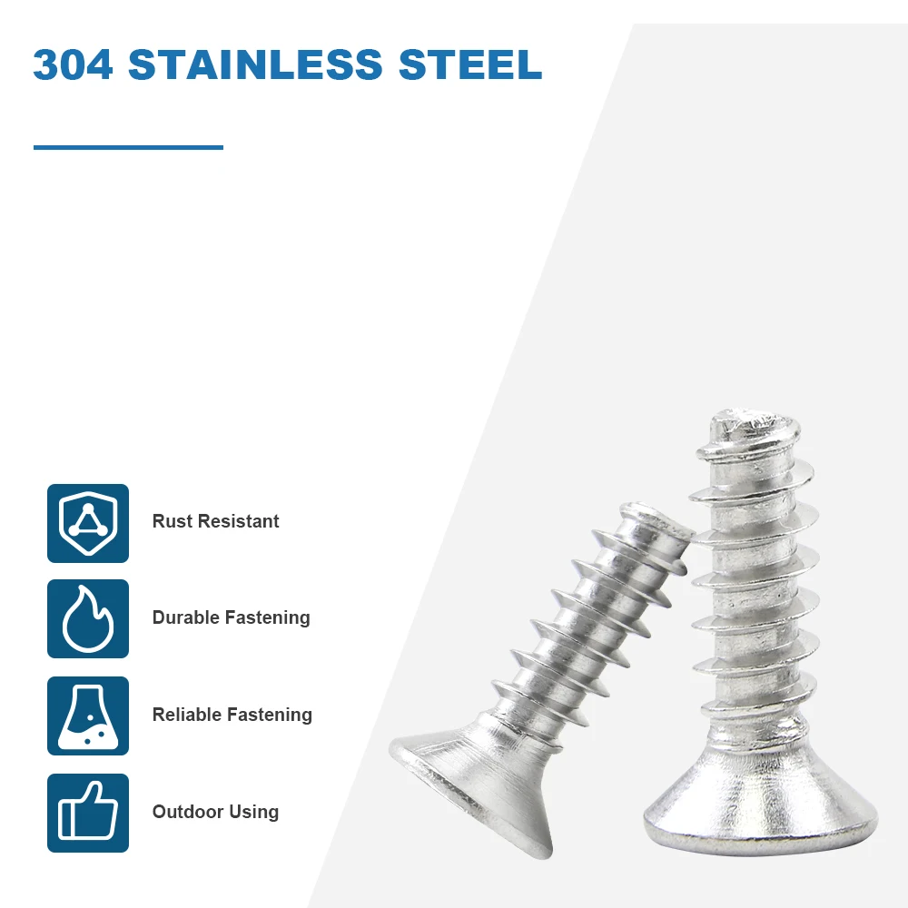 10/30PCS M2 M2.3 M2.6 M3 M3.5 M4 Torx Flat Head Tapping Screws Flat Tail 304 Stainless Steel CSK Head Screws for Plastic Sheet