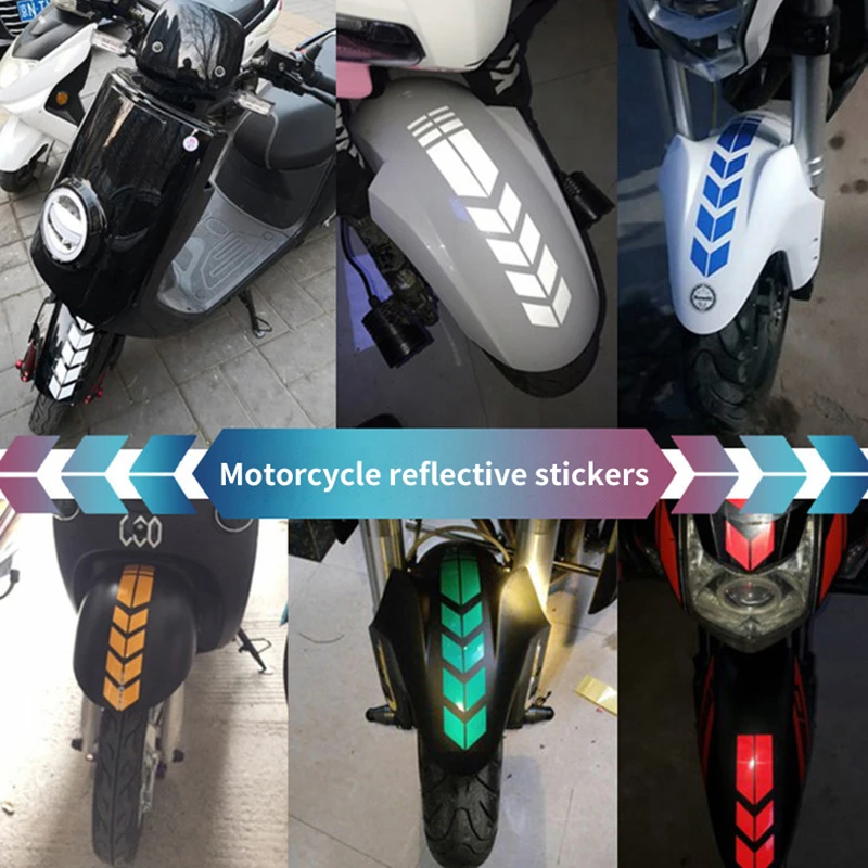 Universal Motorcycle Reflective Stickers Car Motorbike Scooter Arrow Stripes Decals Waterproof Warning Decoration