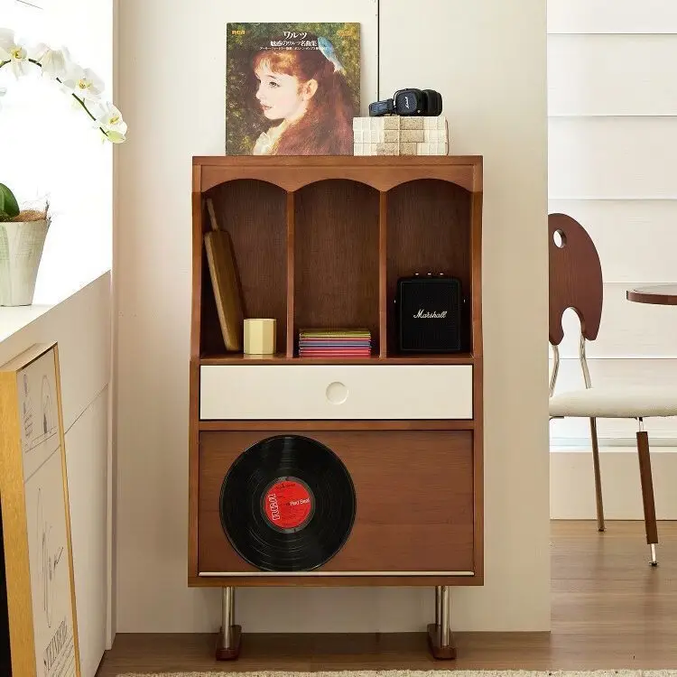 

Nordic retro medieval solid wood sofa side cabinet living room display cabinet bedroom storage locker