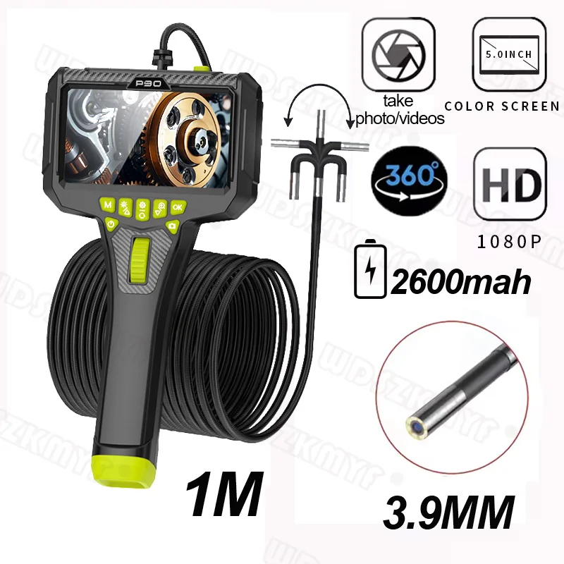 3.9mm/6.0mm Ultra Lens Endoscoop Camera 360 ° Bidirectioneel draaibare IP67 waterdichte 1080P 5" scherm pijpinspectie borescope