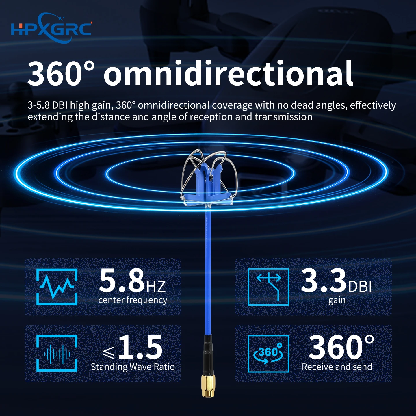 Antena HPXGRC 3.3G / 4.9GHz 5. – Drone Rc Frequency recenzja i cena