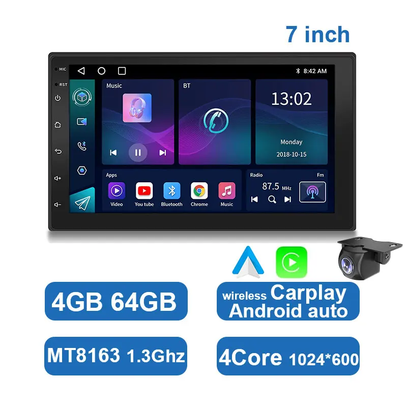 ESSGOO Drahtlose Carplay Android Auto Auto Radio 7 9 10 "2 Din Universal Multimedia Player Autoradio Stereo Mit 720P AHD Kamera