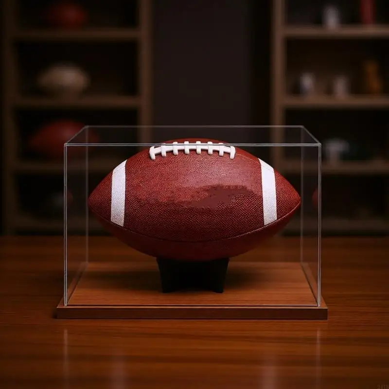 Football Presentation Container Sports Memorabilia Display Case Acrylic Dustproof Clear Football Display Box Enduring 