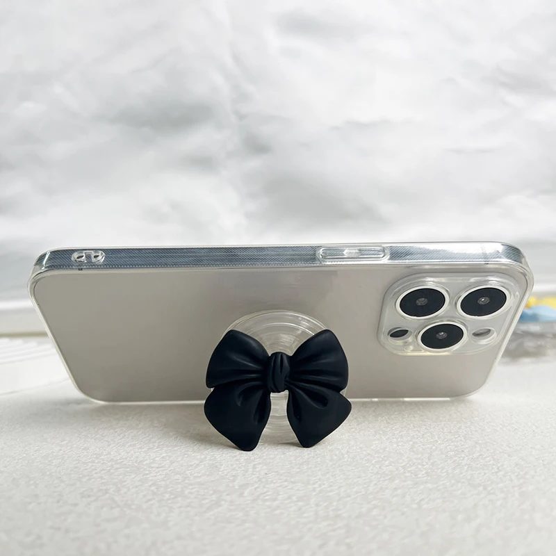 귀여운 컬러풀 리본 폰 그립톡 확장형 데스크탑 스탠드 마카롱 레진 아이폰17용 접이식 홀더 액세서리 브래킷