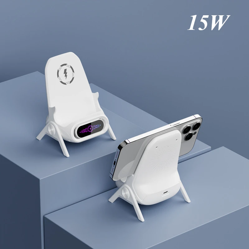 Mini Chair Wireless Fast Charger Multifunctional Phone Holder 15W Wireless Fast Charging StationHolder Stand Desktop Decoration