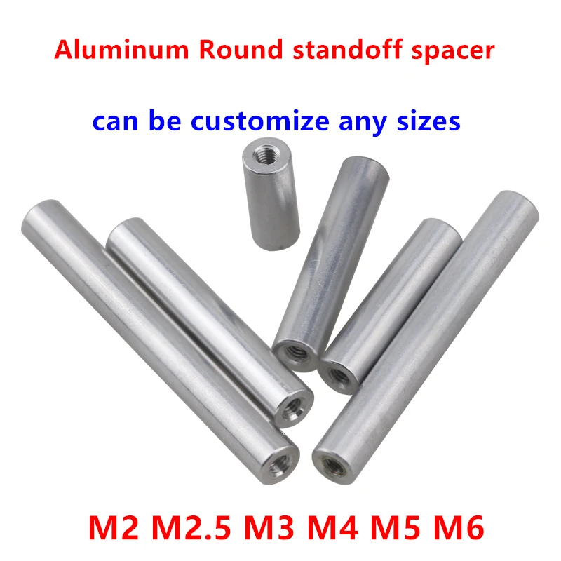 

5-10pcs M2 M2.5 M3 M4 M5 M6 Female thread Round Aluminum Standoff Spacer Column extend Stud Long Nut length 6mm to 100mm