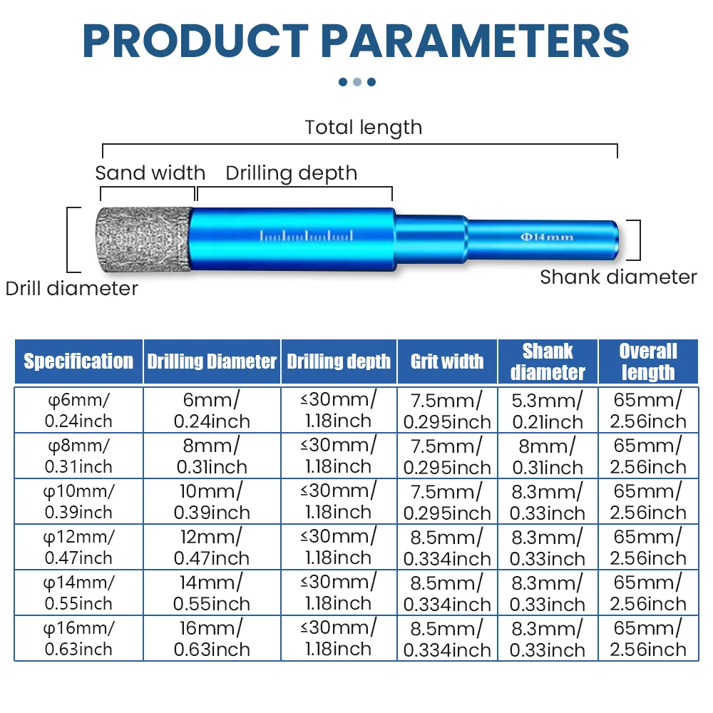 Oauee Tile Hole Opener Diamond Coated Core Drill Bit Dry Drilling Glass Marble Porcelain Ceramics Diamond Drill Bits For Metal