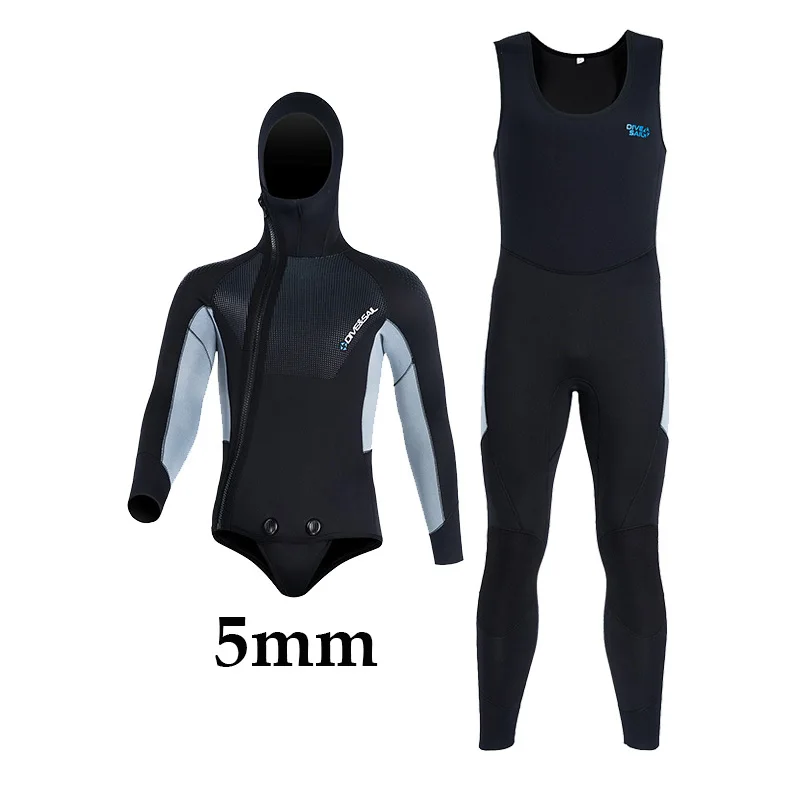 Spearfishing Wetsuit 5mm Scuba Diving Suit Men Women Neoprene Hunting Surfing Front Zipper Spearfishing 2pieces Keep Warm